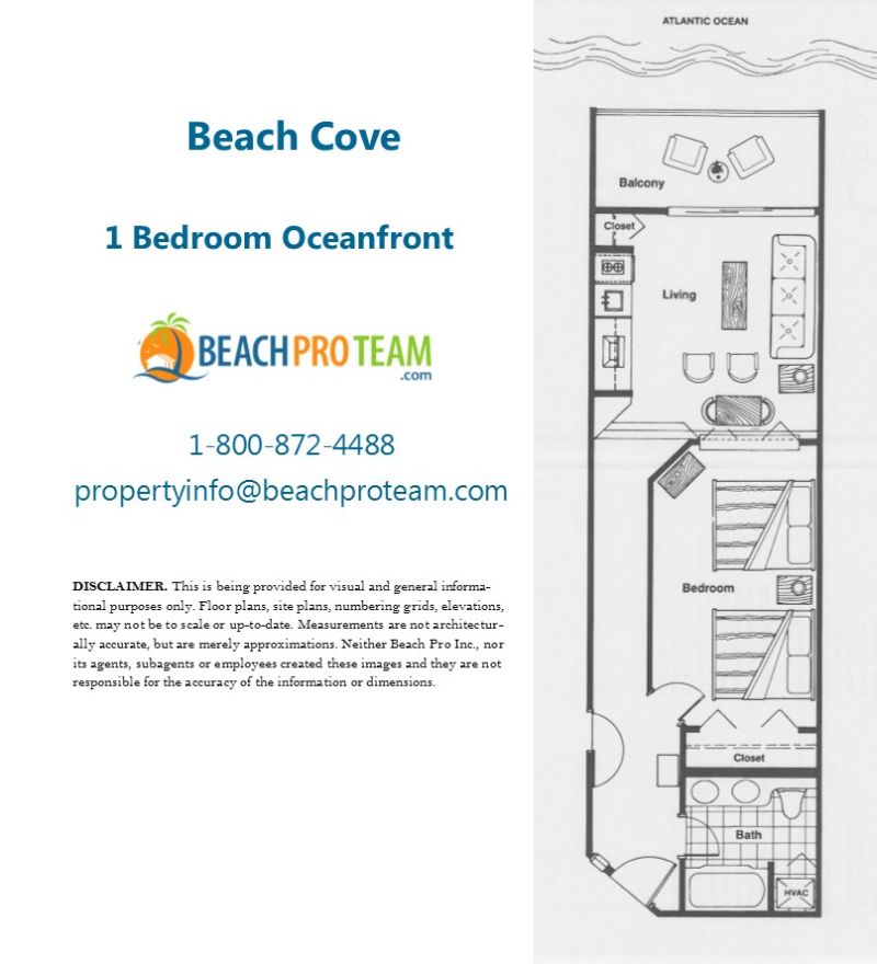 Beach Cove Floor Plan - 1 Bedroom Oceanfront